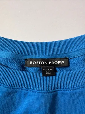 Boston Proper Princess Blue Slouchy French Terry Pullover Sweatshirt Size XXS/XS thumbnail 3