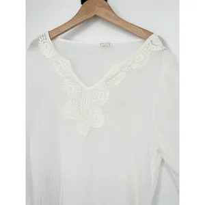 Spense White Gauzy‎ Tunic Top Size M Flowy Asymmetric Beachy Boho CoverUp Resort thumbnail 2