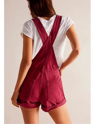 Free People We The Free Ziggy Shortalls in red berry thumbnail 2