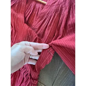 Ulla Johnson Rory Metallic Cotton Long Sleeve Mini‎ Dress Ruby Red Size 4 thumbnail 13