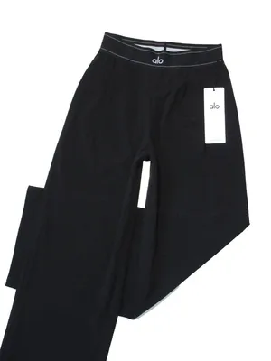 NWT Alo W51432R Suit Up Trouser (Regular) in Black Wide Leg Pants XS thumbnail 2