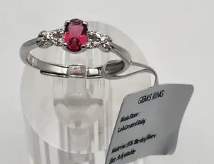 NWT Sterling Silver & Lab Created Ruby Adjustable Ring Red thumbnail 1