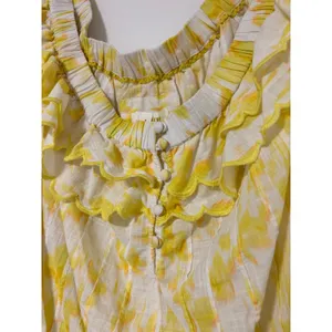 Maeve‎ Anthropologie Yellow Off-The Shoulder Ruffled Swing Puff Blouse Large thumbnail 6