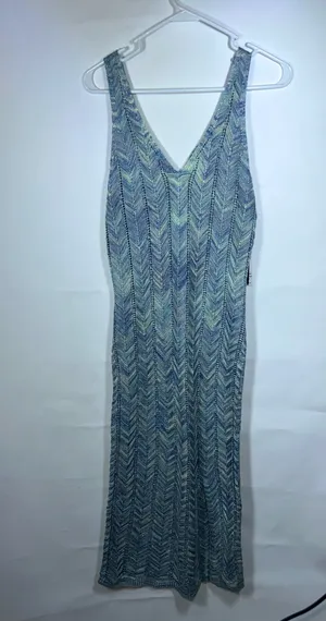 Madden NYC Size Small Blue Green Metallic Chevron Knit Maxi Dress thumbnail 5