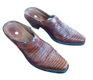 Ariat 8 Women's Clogs‎ Mules Brown Leather Desert Star Block Heel Lizard Western thumbnail 1