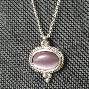 Silvertone unbranded purple stone pendant thumbnail 1