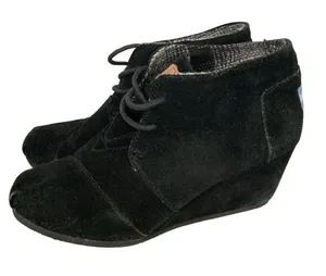 Toms Black Suede Ankle Booties thumbnail 1