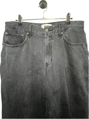 Abercrombie And Fitch Curve Love Black Wide Leg High Rise Denim Jeans thumbnail 2