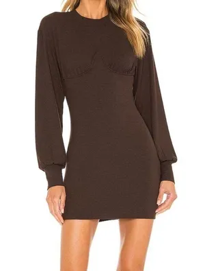 X Revolve Tina Ribbed Underwire Chocolate Brown Dress Size Small NWT thumbnail 1