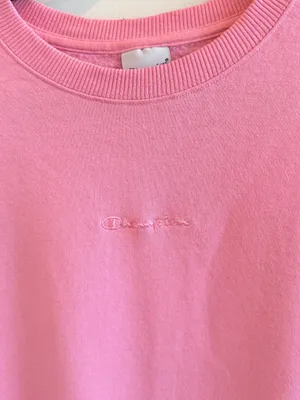 Champion Bubblegum Pink Embroidered Middle Logo Crewneck Sweatshirt thumbnail 4