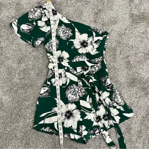 Lulus Flawless Moments Green Floral Print One-Shoulder Romper thumbnail 11