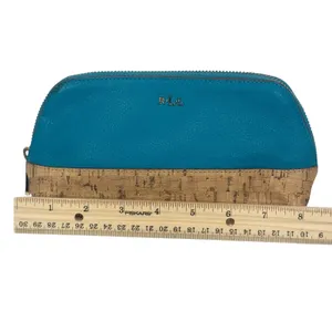 Lauren Ralph Lauren Teal Cork Cosmetic Bag Makeup Pouch Zippered‎ Organizer thumbnail 6
