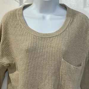 Madewell Sweater Women Beige Knit Cotton Blend Long Sleeve Slit‎ Pullover size S thumbnail 2