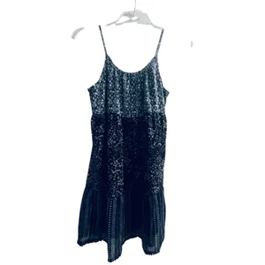 Mo:Vint New York Navy Blue Floral Mixed Print Tiered Mini‎ Dress Womens Medium thumbnail 2