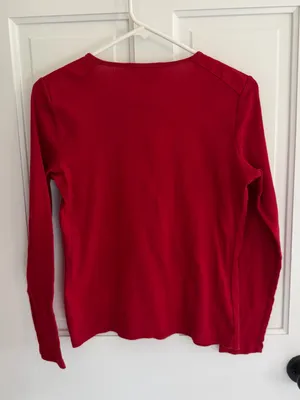Lauren Ralph Lauren y2K Red Nautical Anchor Henley Long Sleeve Top Small thumbnail 9