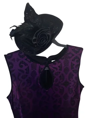 Vintage Y2K Glam Witch Costume Caché Mini Dress witch hat Fascinator Goth Glam thumbnail 5