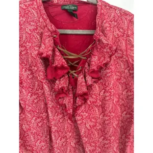 LRL Lauren Jeans Co Womens Ruffled Top Size L‎ Western Cowgirl Boho Lace Up thumbnail 2