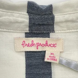 Fresh Produce Women Button Down Top Size XL Striped Cotton Coastal Beachy Preppy thumbnail 9