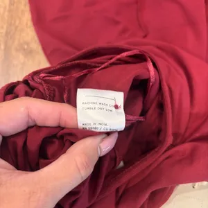 NWT Pact Organic Cotton Fit & Flare Cowl Mock Neck Jumpsuit Red Women's Sz Small thumbnail 6