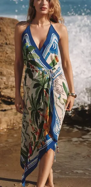 Farm Rio Tropical Destination Sleeveless Tie Maxi Dress NWT Size M thumbnail 1