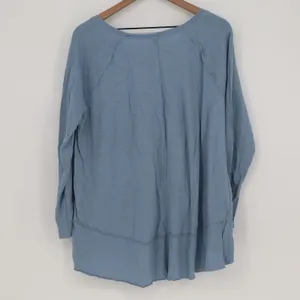 Style & Co Top Womens L Tunic Blue Raw Edge Seam High Low Excellent thumbnail 3