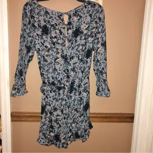 Free People All the Right Ruffles Wrap Romper‎ Blueberry Blue Medium thumbnail 3