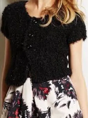 Anthropologie Knitted & Knotted Black Sparkle Cropped Cardigan Size Small thumbnail 2