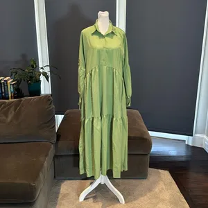 Women’s Lightweight Long Sleeve Loose Maxi Bohemian Ruffle Hem Dress Size XL NEW thumbnail 3