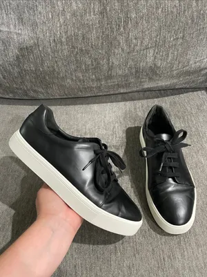 Vince Black Leather Sneakers Size 9 thumbnail 2