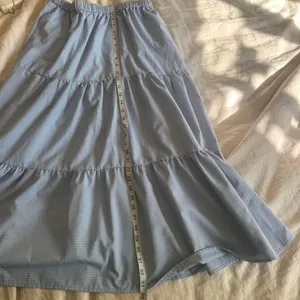 Mod Ref Emilie Tiered Blue Gingham Midi Skirt Size Small thumbnail 8