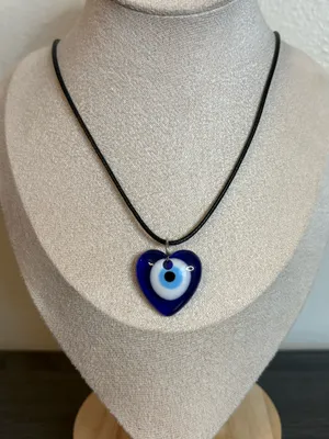 Handmade Heart Evil Eye Necklace thumbnail 1