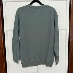 Aerie green waffle knit pullover sweatshirt size small thumbnail 2