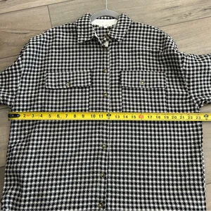 La Miel Tan Black Geometric Print Button Down Oversized Fall Shacket Jacket S thumbnail 8