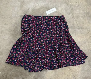 Francesca’s Mi Ami Print Godet Ditsy Floral Mini Skirt Navy S thumbnail 1