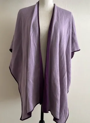 NEW Chico's Reversible Travel Wrap Sweater Button Poncho Purple Knit S/M NWT thumbnail 1