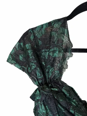Lorelie Vintage Emerald Lace Tulle Bow Prom Dress Romantic Gothic Ethereal Sz 10 thumbnail 6