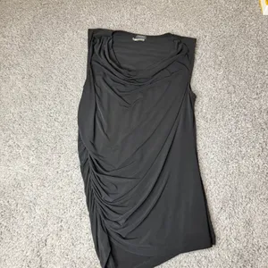 Nine West Black Cowl Neck Ruched Sleeveless Blouse Top Large thumbnail 4
