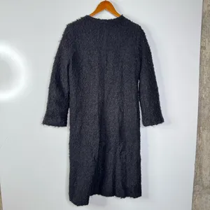 Reformation Black Fuzzy Long‎ Coat Size Small thumbnail 3