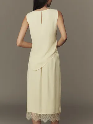 NWT Exquise Light Yellow Layered Chiffon Sleeveless Midi Dress Romantic XXS thumbnail 2