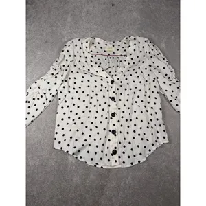 MAEVE‎ Anthro Jourdain Polka Dot Long Sleeve V-Neck Large thumbnail 4