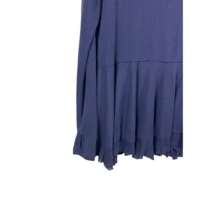Free People We The Free Blue Ribbed Peplum Top Oversized XS Boho Raw Hem L Vneck thumbnail 3