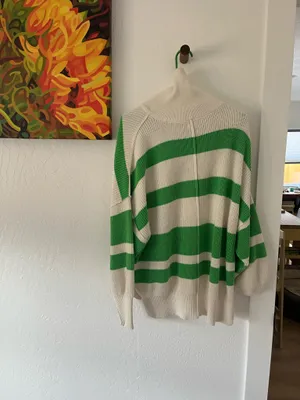 Aerie Green Striped Half-Zip Sweater thumbnail 4