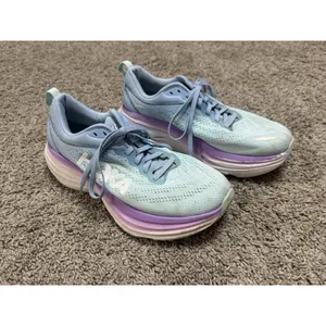HOKA ONE ONE Bondi 8 Running Shoes Chalk Violet Pastel Lilac Sneaker Sz 8 Wide thumbnail 2