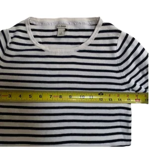 L.L.Bean Size S White Navy Striped Blend Ribbed Pullover Sweater Nautical thumbnail 6