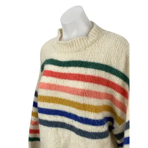 Wishlist Beige Rainbow Striped Long Sleeve Mock Neck Knit Sweater Top Size M/L thumbnail 2