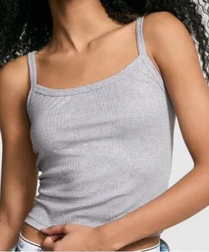 VICTORIA’S SECRET PINK Rib Cami & Cotton Foldover 3” Bike Shorts Heather Grey L thumbnail 2