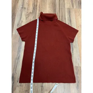 Luca Luca 100% Cashmere Rust‎ Short Sleeve Turtleneck Sweater L thumbnail 8