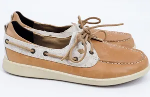 Sperry Top-Sider Womens STS81857‎ Tan Leather Canvas Boat Shoes 9.5 thumbnail 1