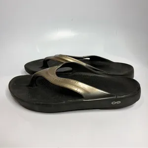 Oofos oolala sandals size 11‎ gold black thumbnail 5