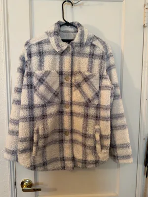 Hollister Plaid Sherpa Fleece Shirt Jacket Shacket thumbnail 5
